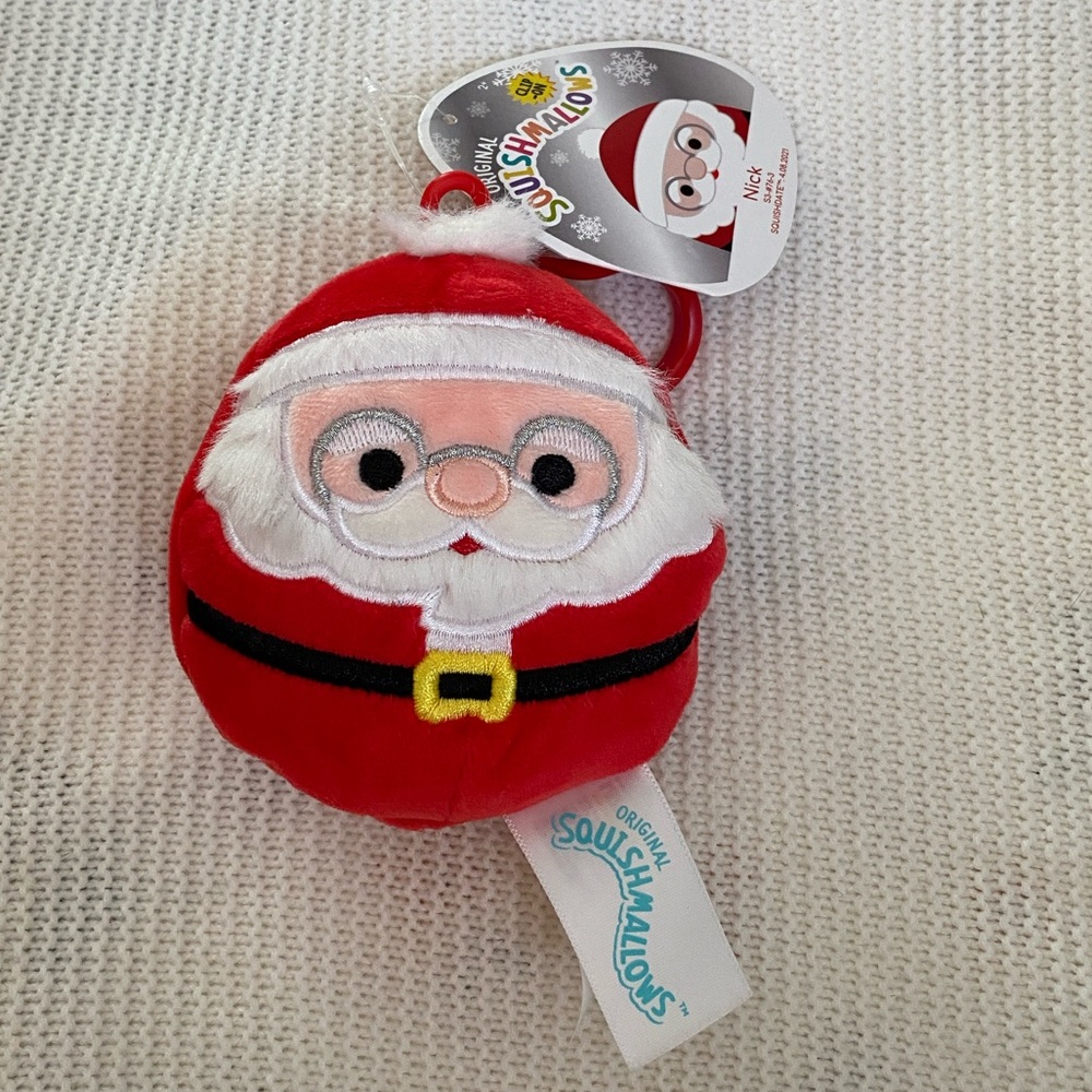 Squishmallow clip on plush Santa